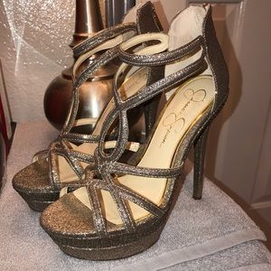 Gold glittery heels